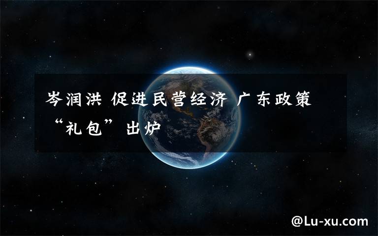 岑润洪 促进民营经济 广东政策“礼包”出炉
