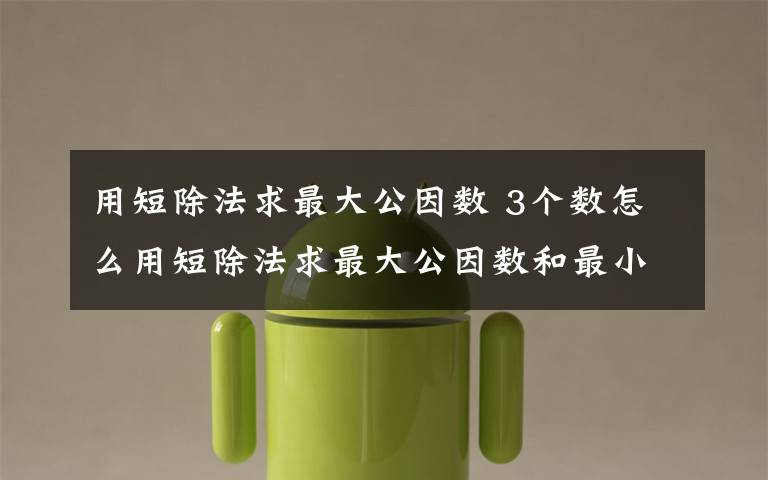 用短除法求最大公因数 3个数怎么用短除法求最大公因数和最小公倍数