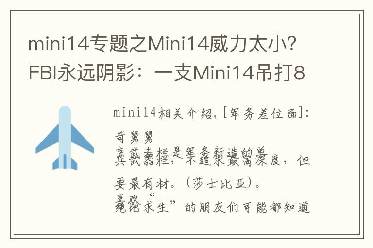 mini14专题之Mini14威力太小?FBI永远阴影:一支Mini14吊打8名探员