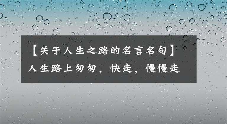 【关于人生之路的名言名句】人生路上匆匆,快走,慢慢走,不尽真心。
