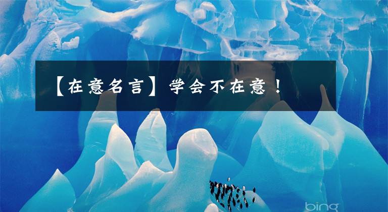【在意名言】学会不在意!