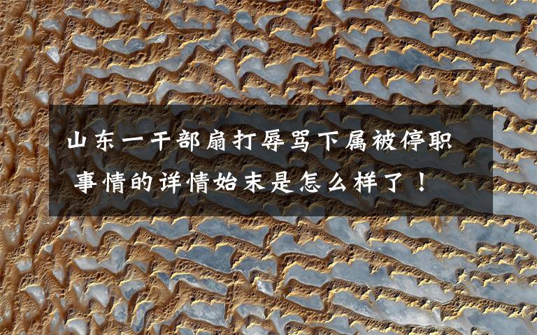山东一干部扇打辱骂下属被停职 事情的详情始末是怎么样了！