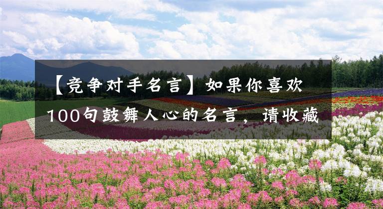 【竞争对手名言】如果你喜欢100句鼓舞人心的名言,请收藏。