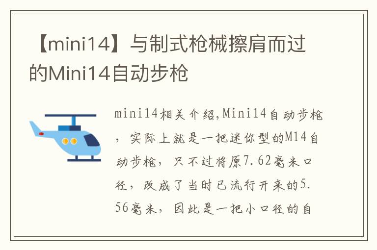 【mini14】与制式枪械擦肩而过的Mini14自动步枪