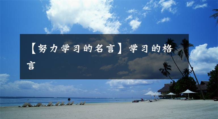 【努力学习的名言】学习的格言