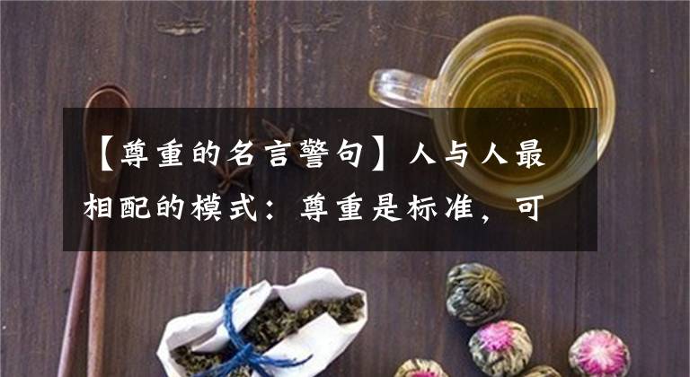 【尊重的名言警句】人与人最相配的模式：尊重是标准，可靠的是高配，厚德最相配