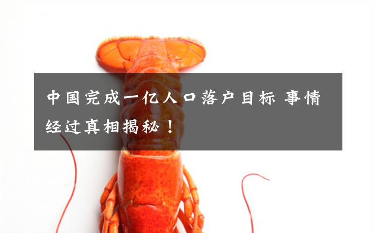 中国完成一亿人口落户目标 事情经过真相揭秘!