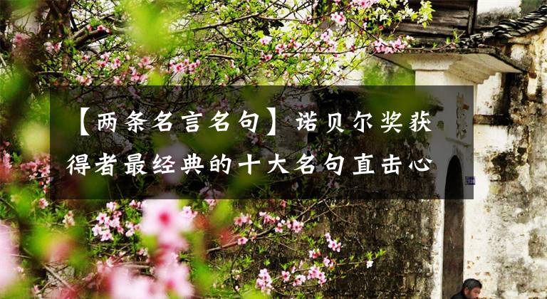 【两条名言名句】诺贝尔奖获得者最经典的十大名句直击心灵!(果断的少将)