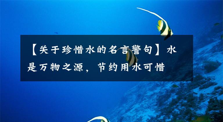 【关于珍惜水的名言警句】水是万物之源,节约用水可惜