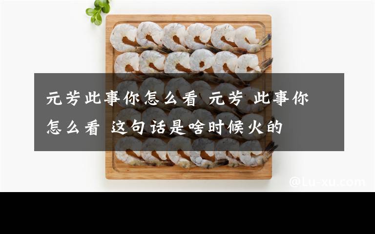 元芳此事你怎么看 元芳 此事你怎么看 这句话是啥时候火的