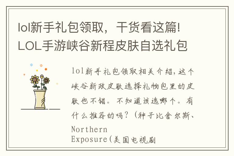 lol新手礼包领取,干货看这篇!LOL手游峡谷新程皮肤自选礼包