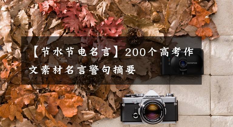 【节水节电名言】200个高考作文素材名言警句摘要