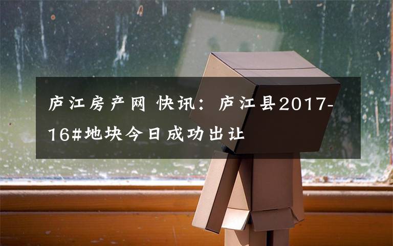 庐江房产网 快讯:庐江县2017-16#地块今日成功出让
