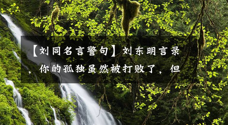 【刘同名言警句】刘东明言录，你的孤独虽然被打败了，但依然光荣