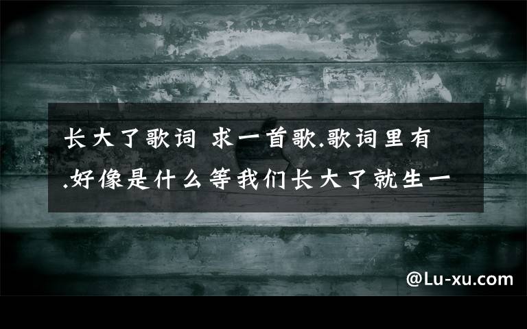 长大了歌词 求一首歌.歌词里有.好像是什么等我们长大了就生一个娃娃,好像还有类似机器人的动作.