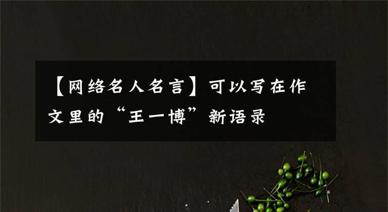 【网络名人名言】可以写在作文里的“王一博”新语录