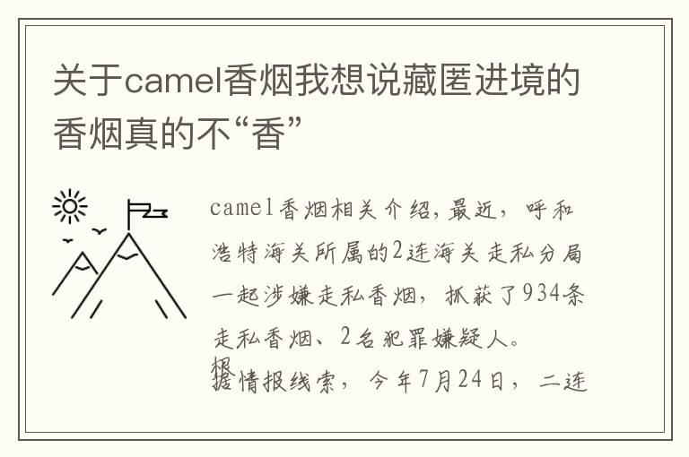 关于camel香烟我想说藏匿进境的香烟真的不“香”