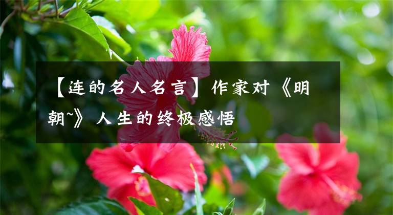 【连的名人名言】作家对《明朝~》人生的终极感悟