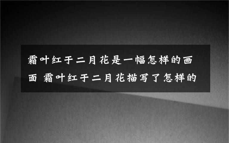 霜叶红于二月花是一幅怎样的画面 霜叶红于二月花描写了怎样的画面