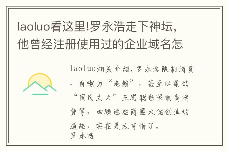 laoluo看这里!罗永浩走下神坛，他曾经注册使用过的企业域名怎么样了？