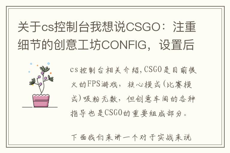 关于cs控制台我想说CSGO:注重细节的创意工坊CONFIG,设置后会有更好的游戏体验