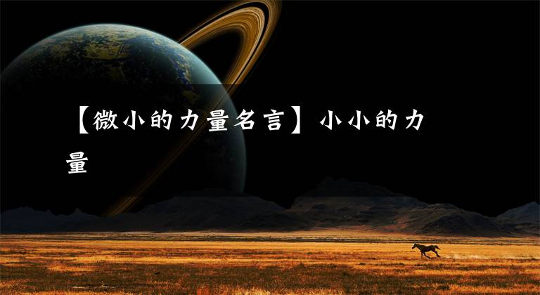 【微小的力量名言】小小的力量