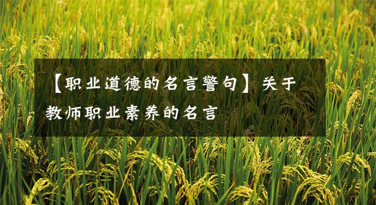 【职业道德的名言警句】关于教师职业素养的名言