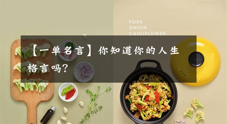 【一单名言】你知道你的人生格言吗?