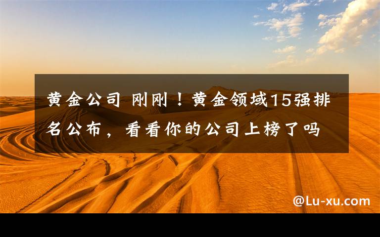 黄金公司 刚刚!黄金领域15强排名公布,看看你的公司上榜了吗