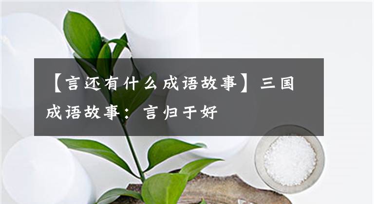 【言还有什么成语故事】三国成语故事:言归于好