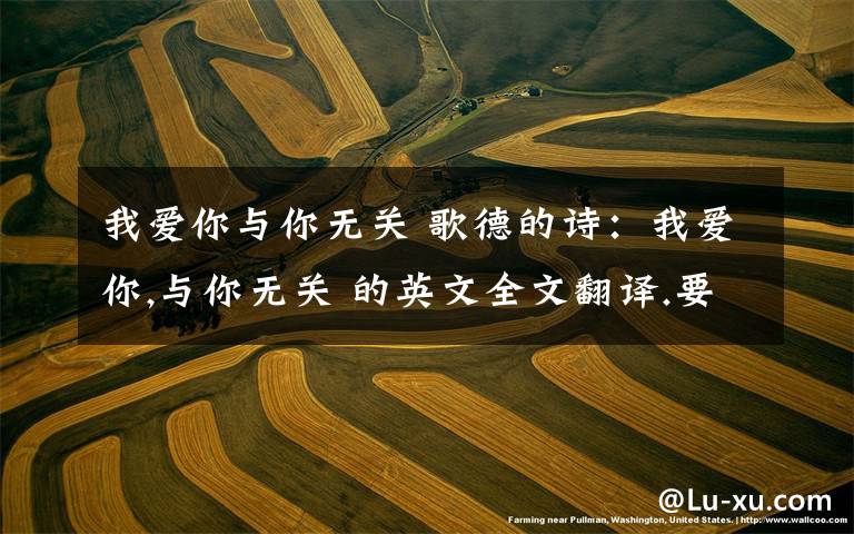 我爱你与你无关 歌德的诗:我爱你,与你无关 的英文全文翻译.要原始的,而不是自己翻译的.谢谢!