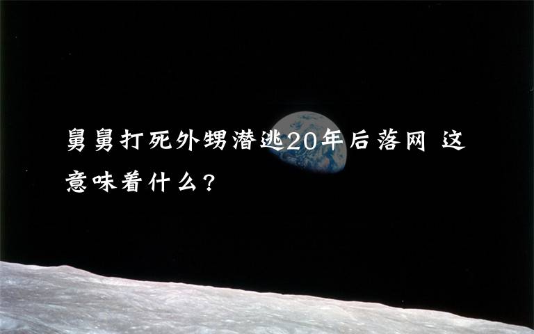 舅舅打死外甥潜逃20年后落网 这意味着什么?