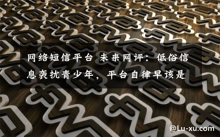 网络短信平台 未来网评：低俗信息袭扰青少年，平台自律早该是共识
