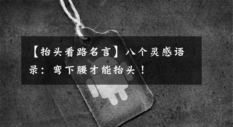 【抬头看路名言】八个灵感语录:弯下腰才能抬头!