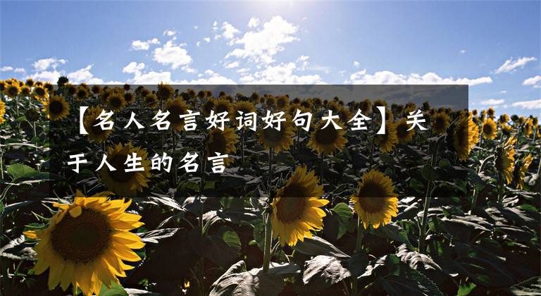 【名人名言好词好句大全】关于人生的名言