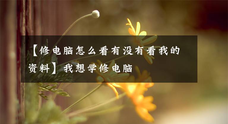 【修电脑怎么看有没有看我的资料】我想学修电脑