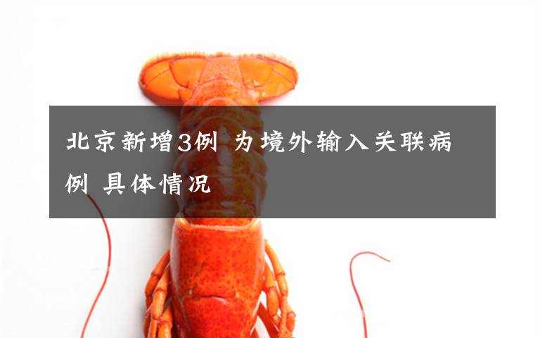 北京新增3例 为境外输入关联病例 具体情况