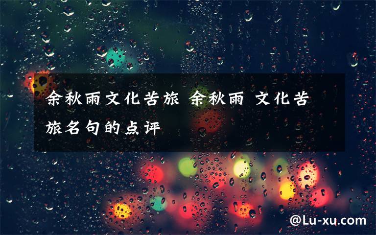 余秋雨文化苦旅 余秋雨 文化苦旅名句的点评
