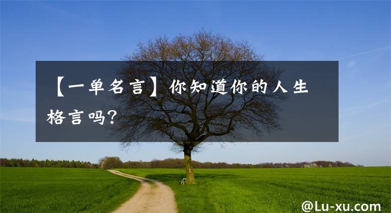 【一单名言】你知道你的人生格言吗?