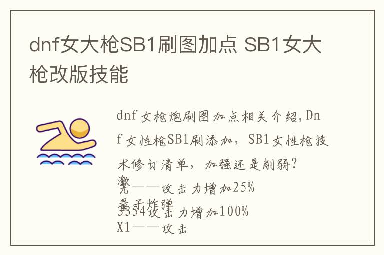 dnf女大枪SB1刷图加点 SB1女大枪改版技能