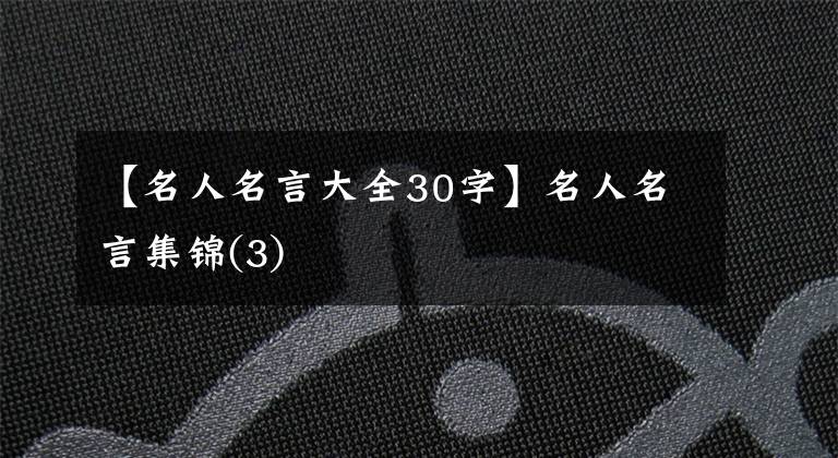 【名人名言大全30字】名人名言集锦(3)
