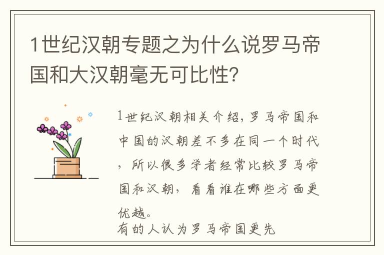 1世纪汉朝专题之为什么说罗马帝国和大汉朝毫无可比性?