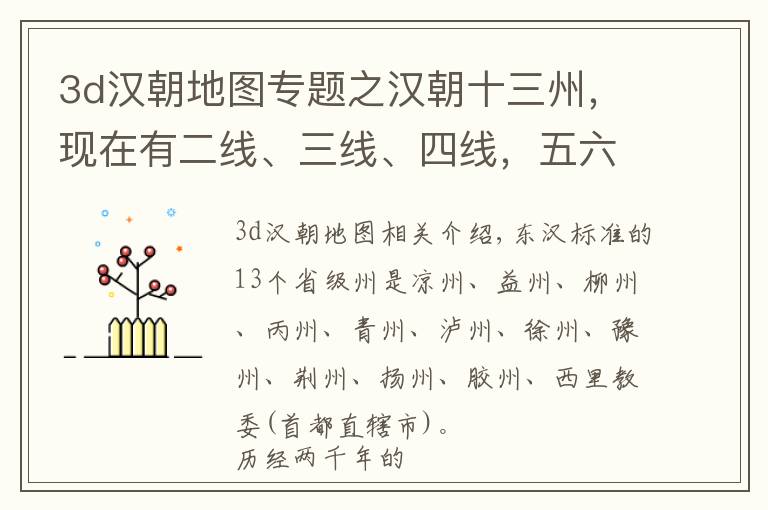 3d汉朝地图专题之汉朝十三州，现在有二线、三线、四线，五六线