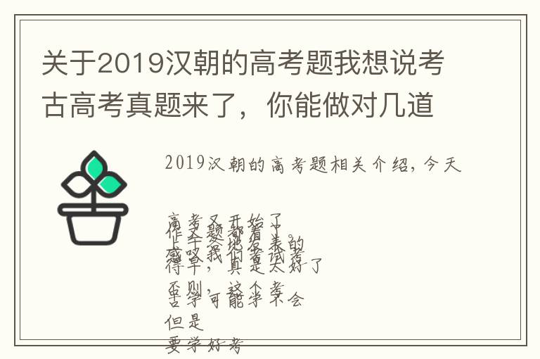 关于2019汉朝的高考题我想说考古高考真题来了，你能做对几道？