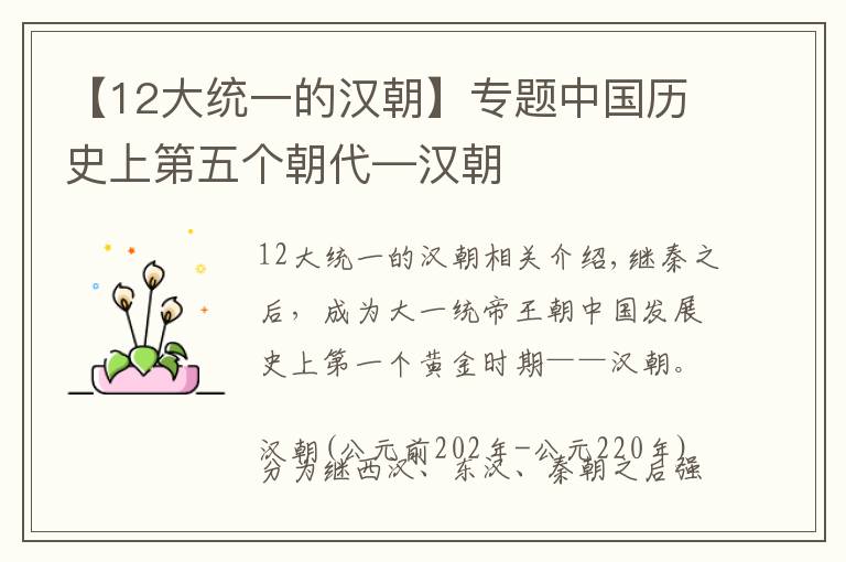 【12大统一的汉朝】专题中国历史上第五个朝代—汉朝
