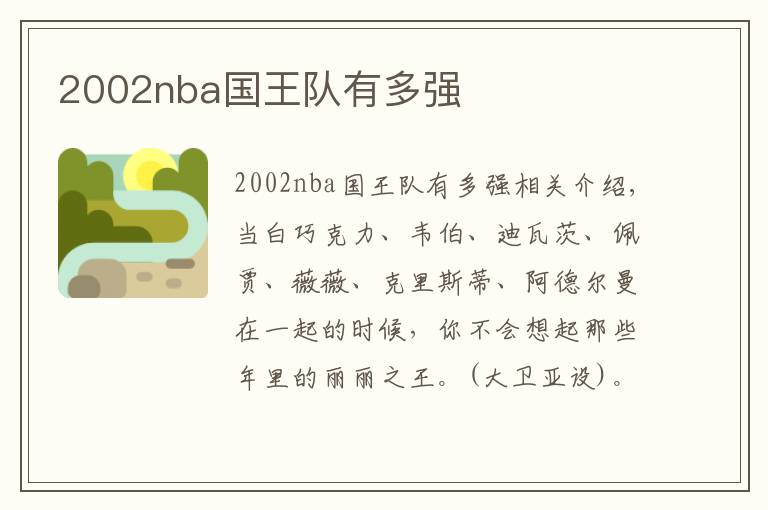 2002nba国王队有多强
