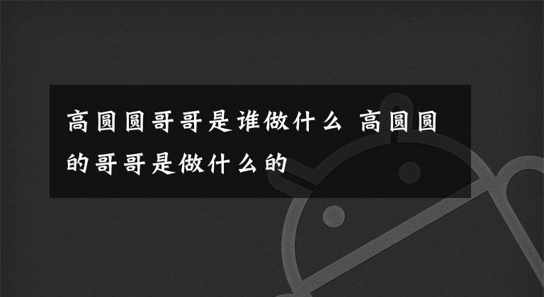 高圆圆哥哥是谁做什么 高圆圆的哥哥是做什么的