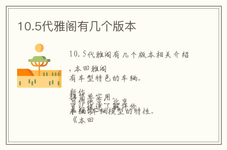 10.5代雅阁有几个版本