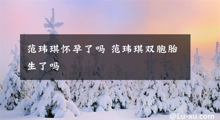 范玮琪怀孕了吗 范玮琪双胞胎生了吗