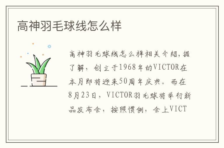 高神羽毛球线怎么样